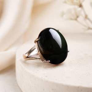 Bague obsidienne oeil céleste