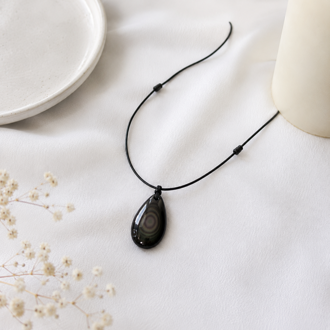 Pendentif obsidienne œil céleste