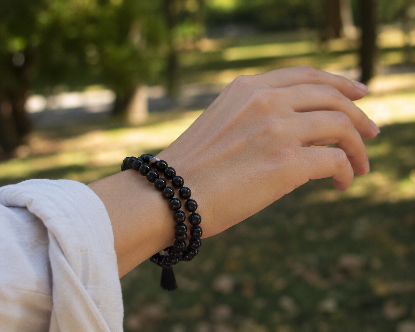 Bracelets en obsidienne noire faits main