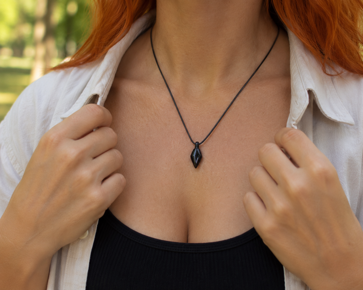 Colliers en obsidienne noire faits main