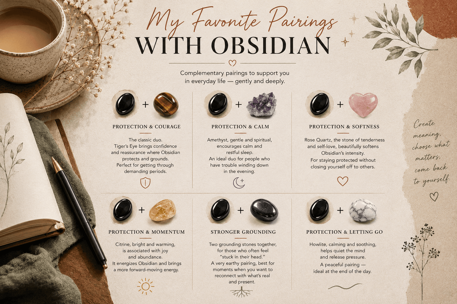 Bracelet pairing black obsidian and tiger's eye beads