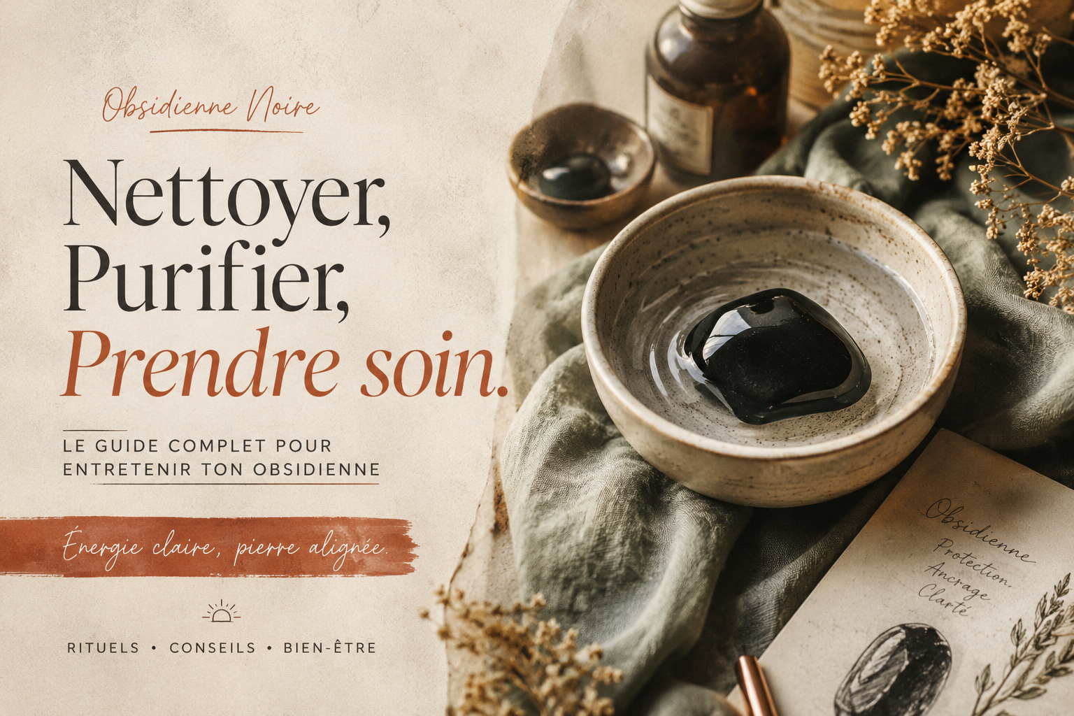 Bijoux en obsidienne noire faits main | Bijoux Obsidienne Purification et rechargement d'une pierre d'obsidienne