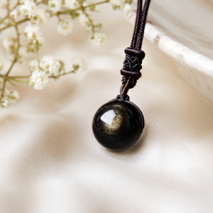 Gold Sheen Obsidian Sphere Pendant