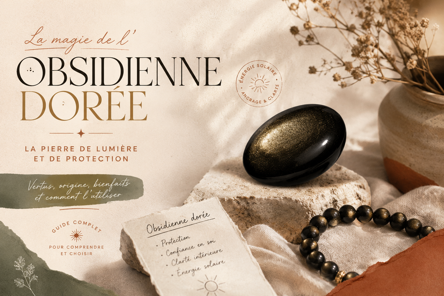 L'obsidienne dorée, un noir traversé d'un voile lumineux