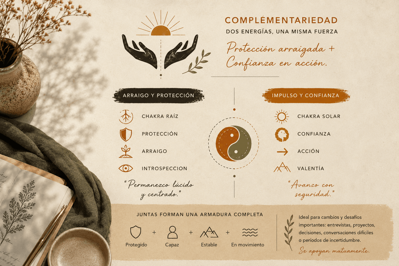 Complementariedad: obsidiana y ojo de tigre forman una armadura energética completa