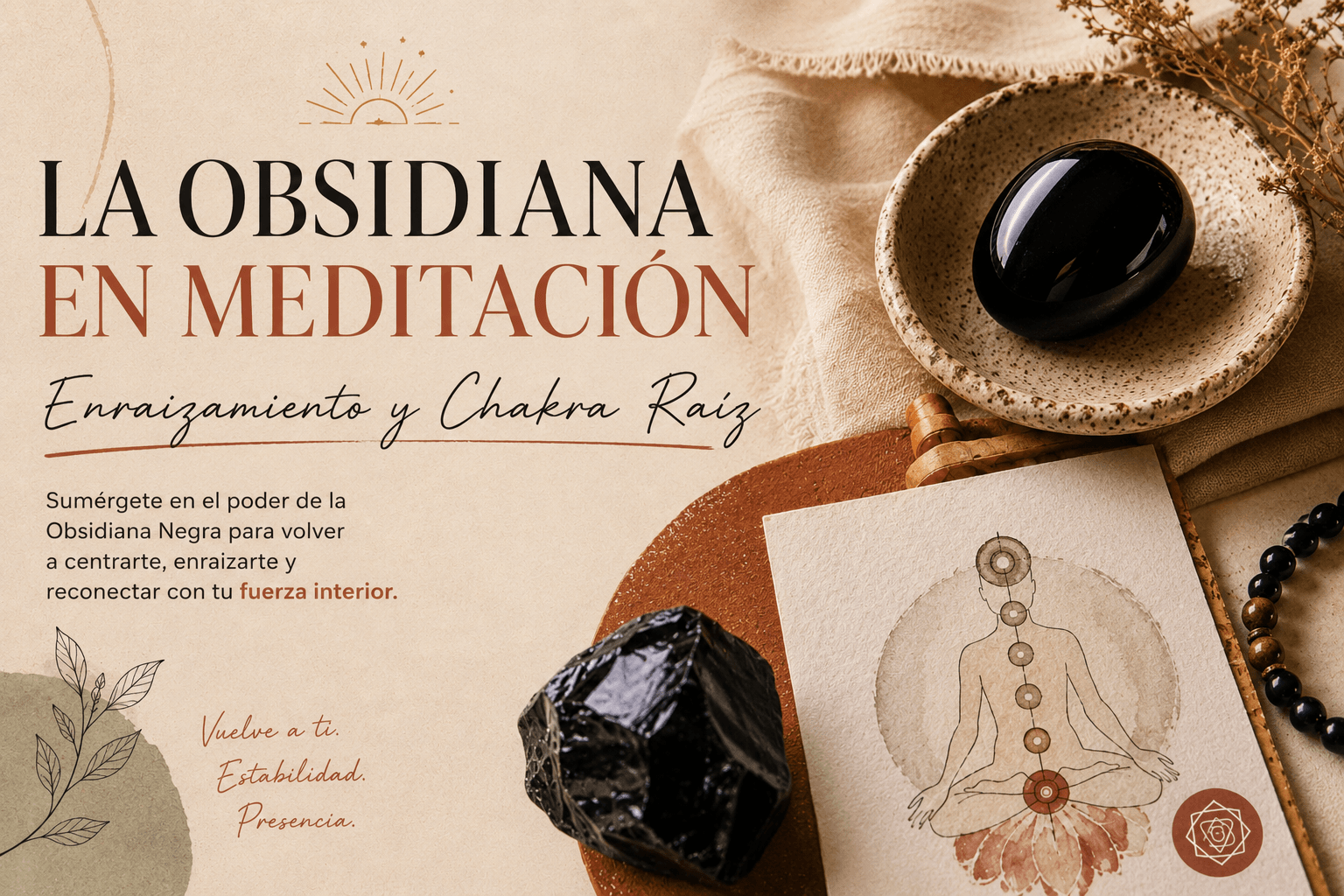 Meditar con obsidiana negra para anclarse y apaciguar el chakra raíz