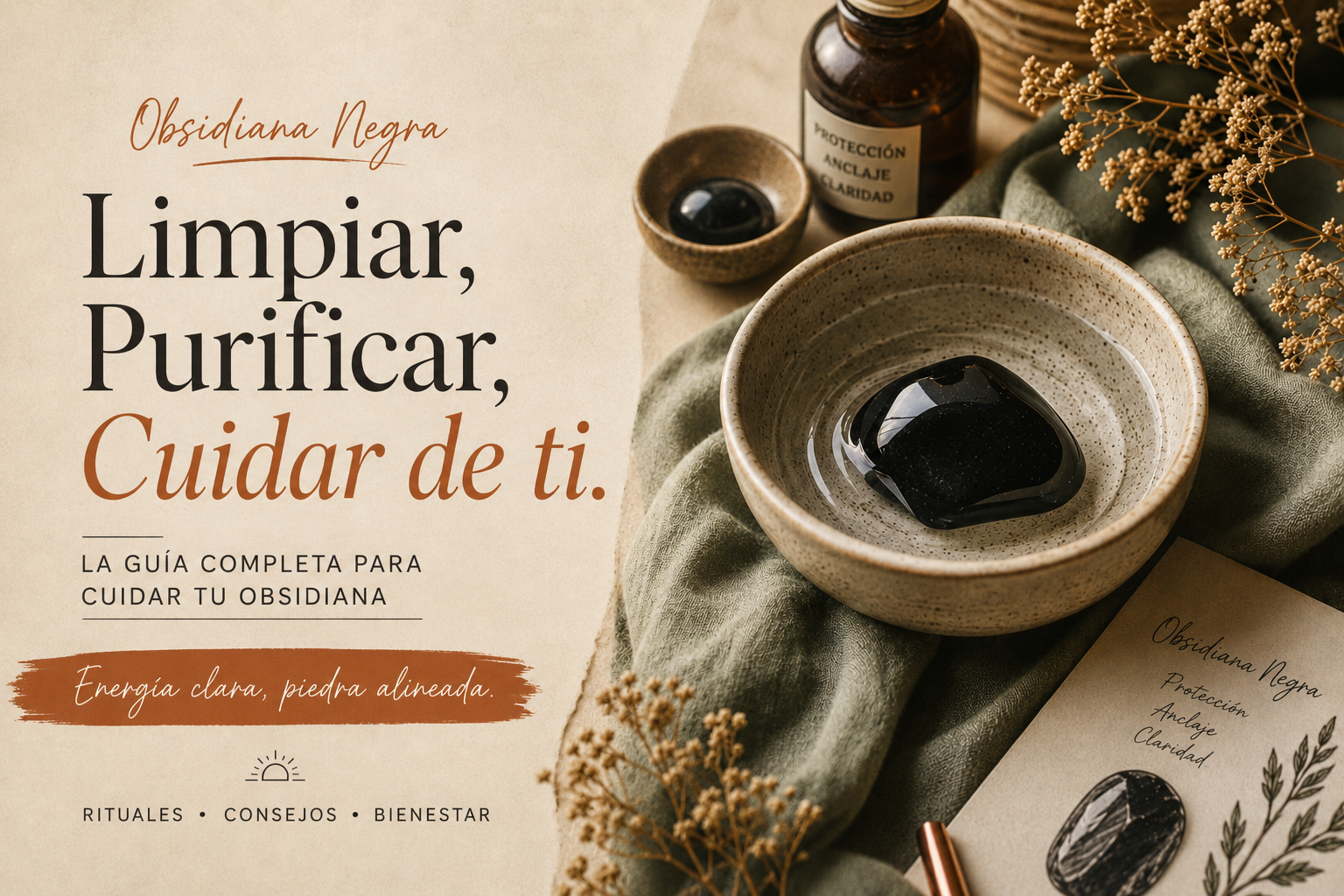 Purificación y recarga de una piedra de obsidiana