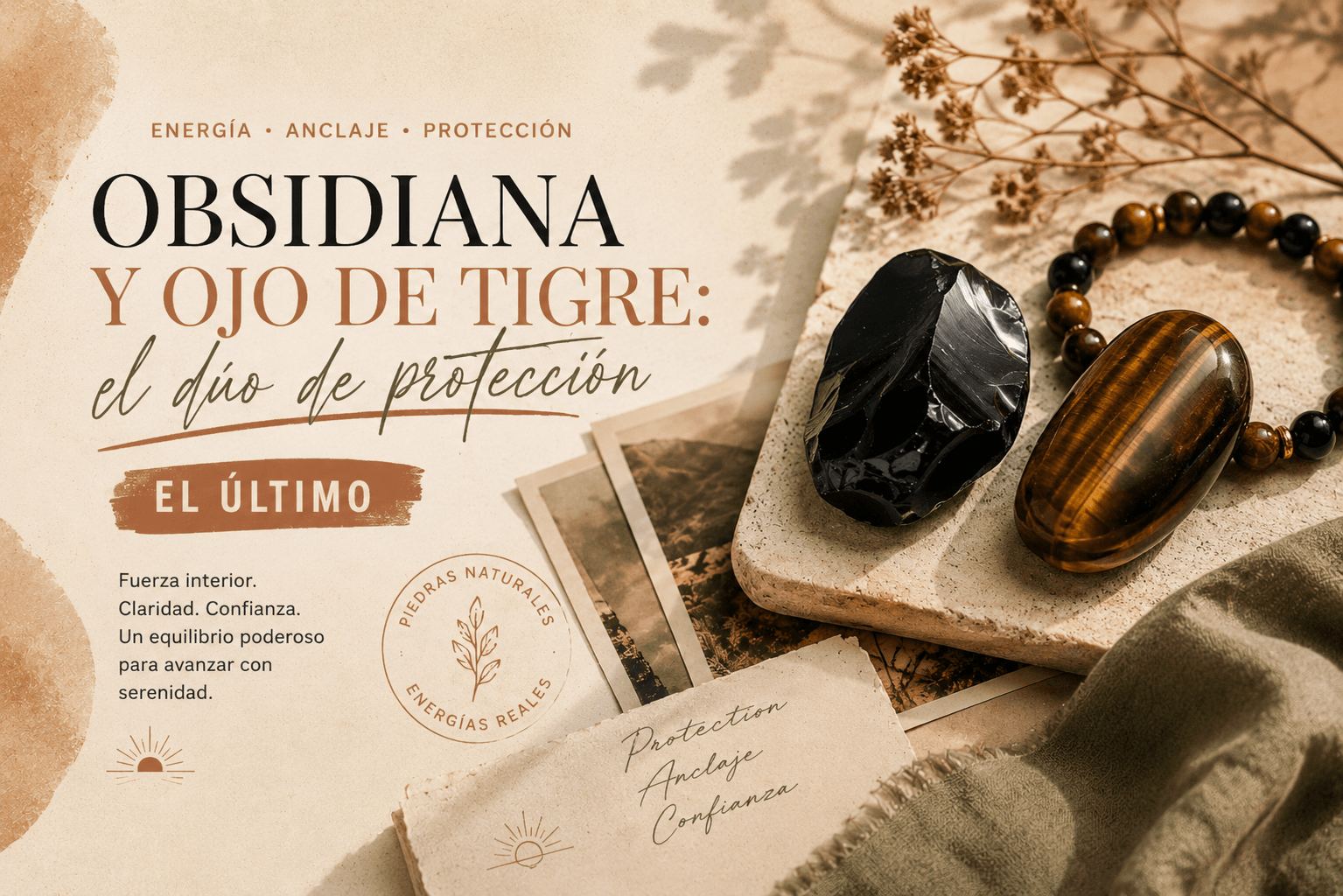Obsidiana y ojo de tigre: el dúo de protección reunido en pulsera