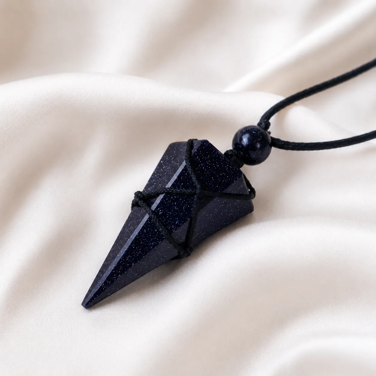 Detail of the natural black obsidian stone