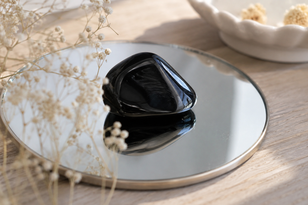 pierre obsidienne noire de protection miroir