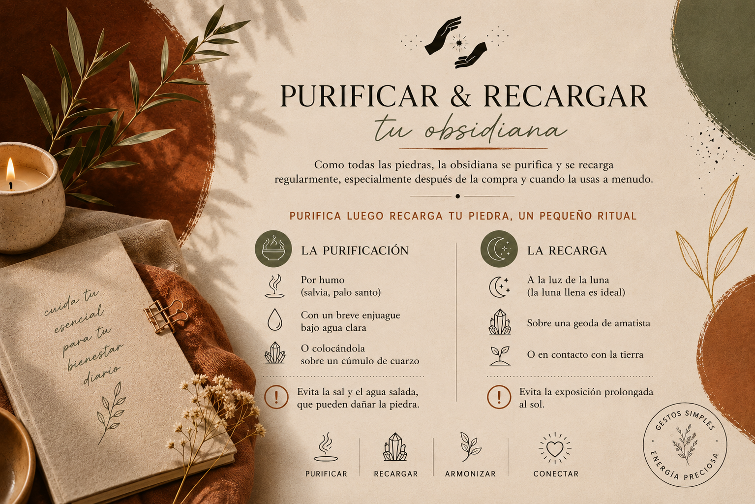 Purificar y luego recargar tu piedra, un pequeño ritual
