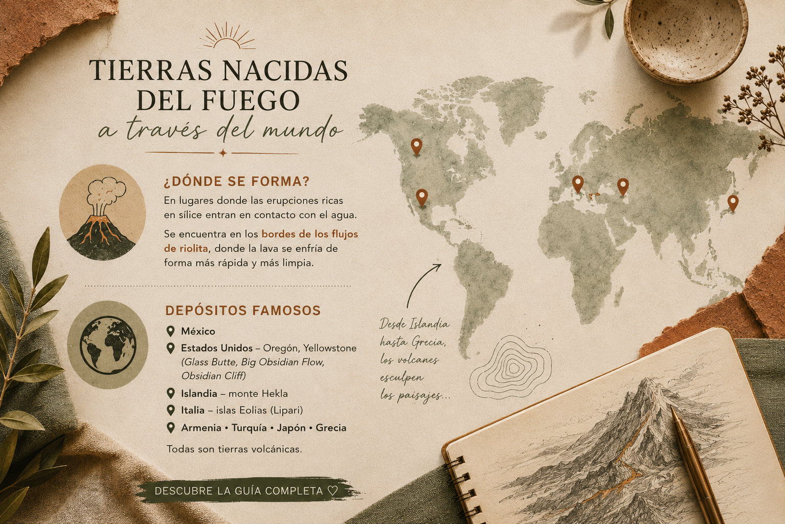 Se la encuentra en los bordes de los flujos de riolita