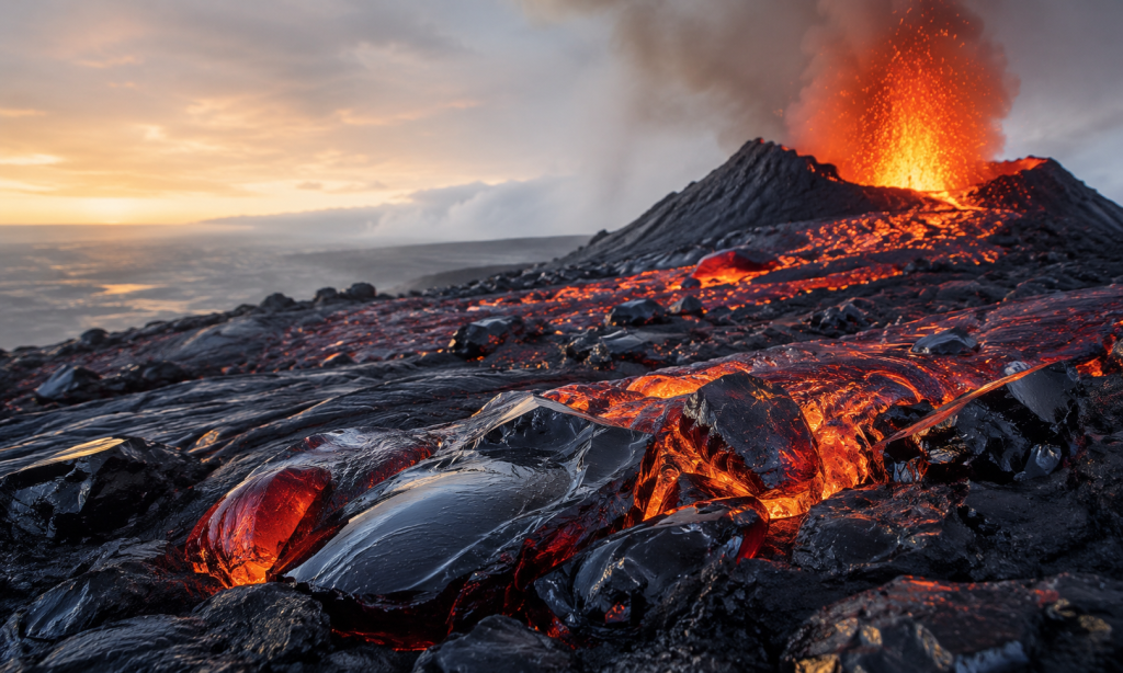 volcan eruption creation obsidienne noire
