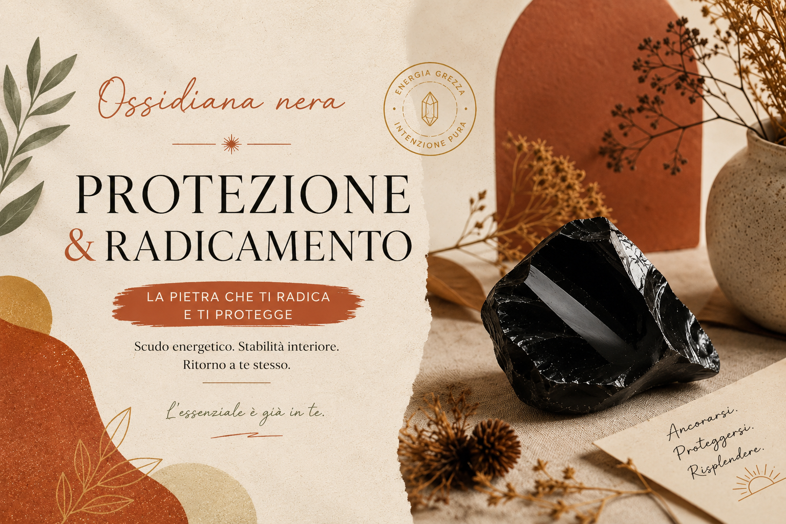 L'ossidiana, pietra di protezione e radicamento L'ossidiana nera, nota come pietra di protezione