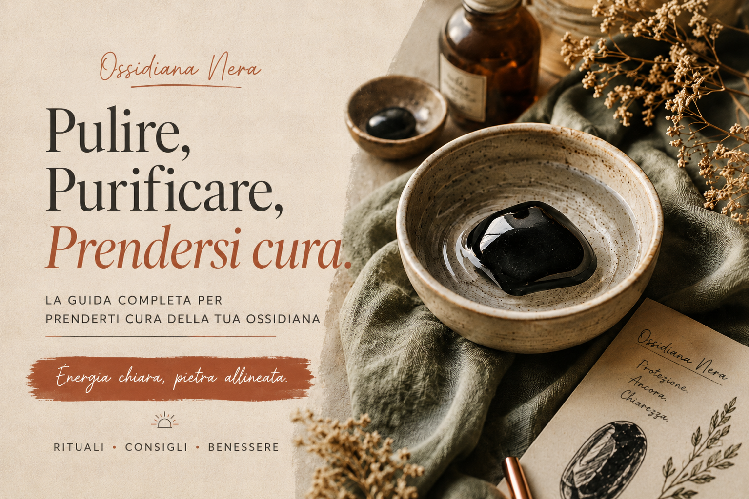 Pulizia e cura di un gioiello in ossidiana