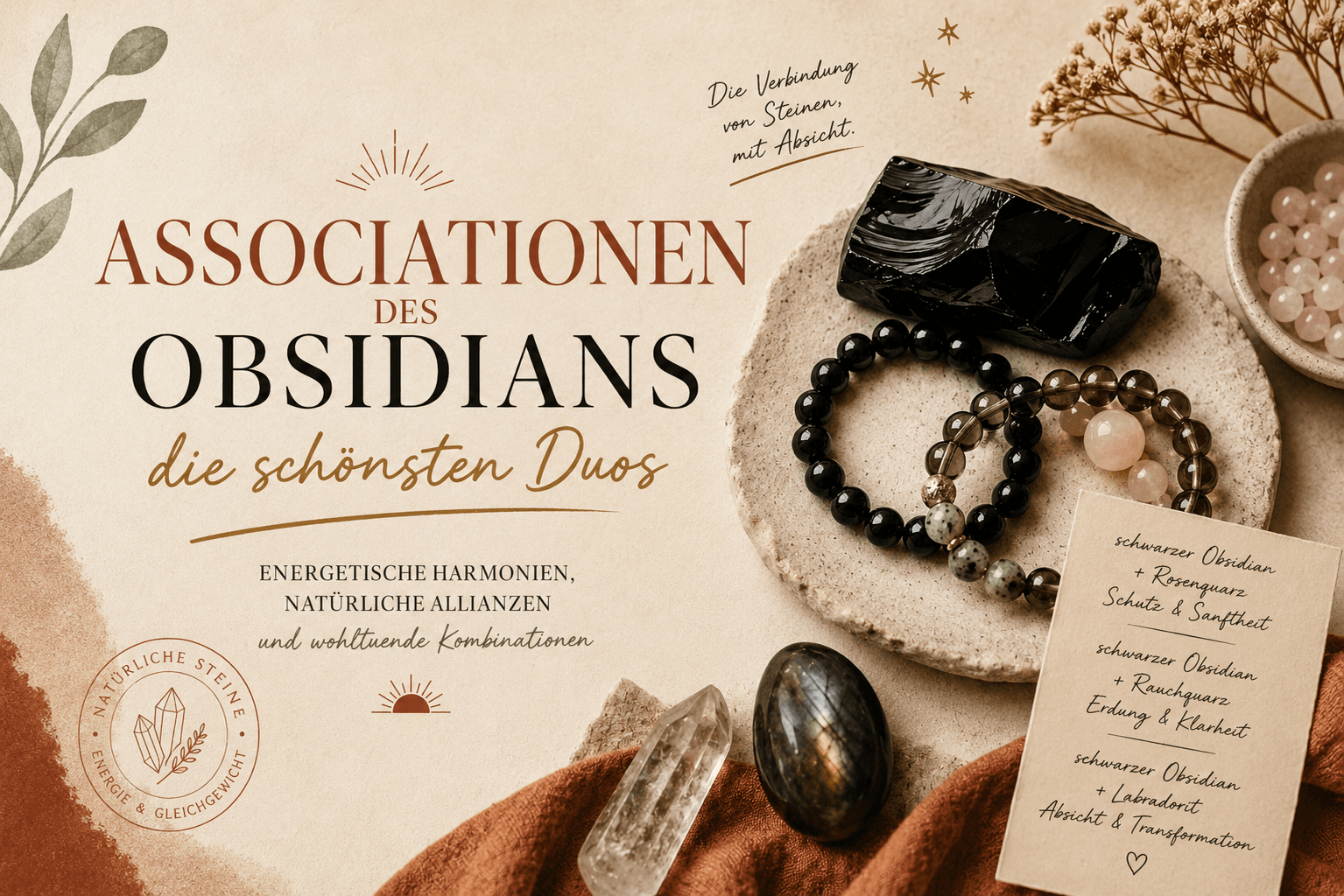Obsidian mit anderen Natursteinen kombinieren: Duos und Trios in der Steinheilkunde