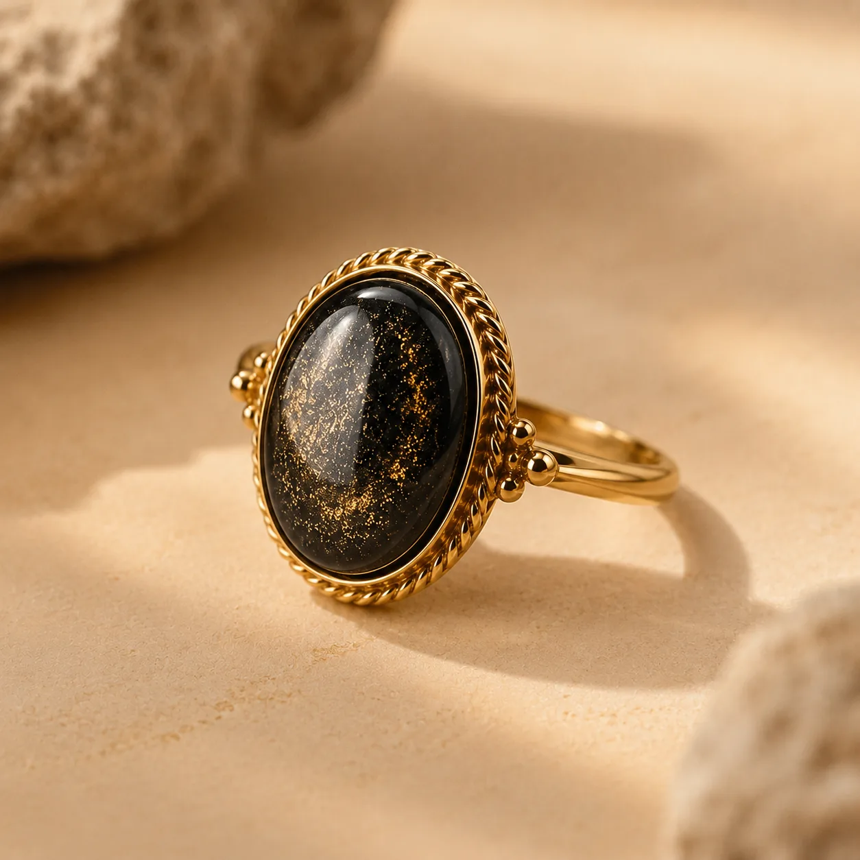Gold-Obsidian-Ring für Damen Gold-Obsidian-Ring für Damen
