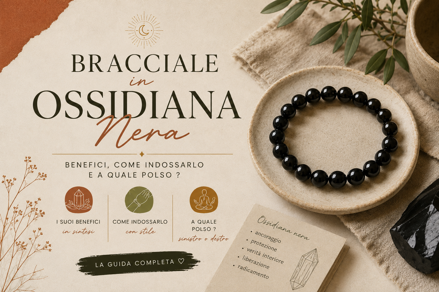 I Benefici del Bracciale in Ossidiana Bracciale in ossidiana nera indossato al polso