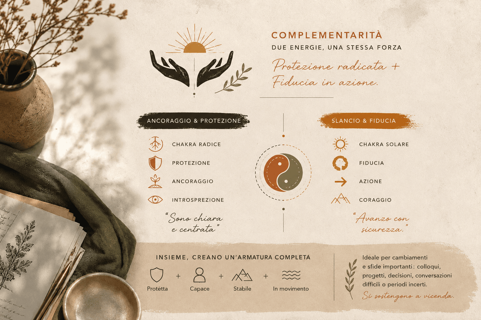 Complementarità: ossidiana e occhio di tigre formano un'armatura energetica completa