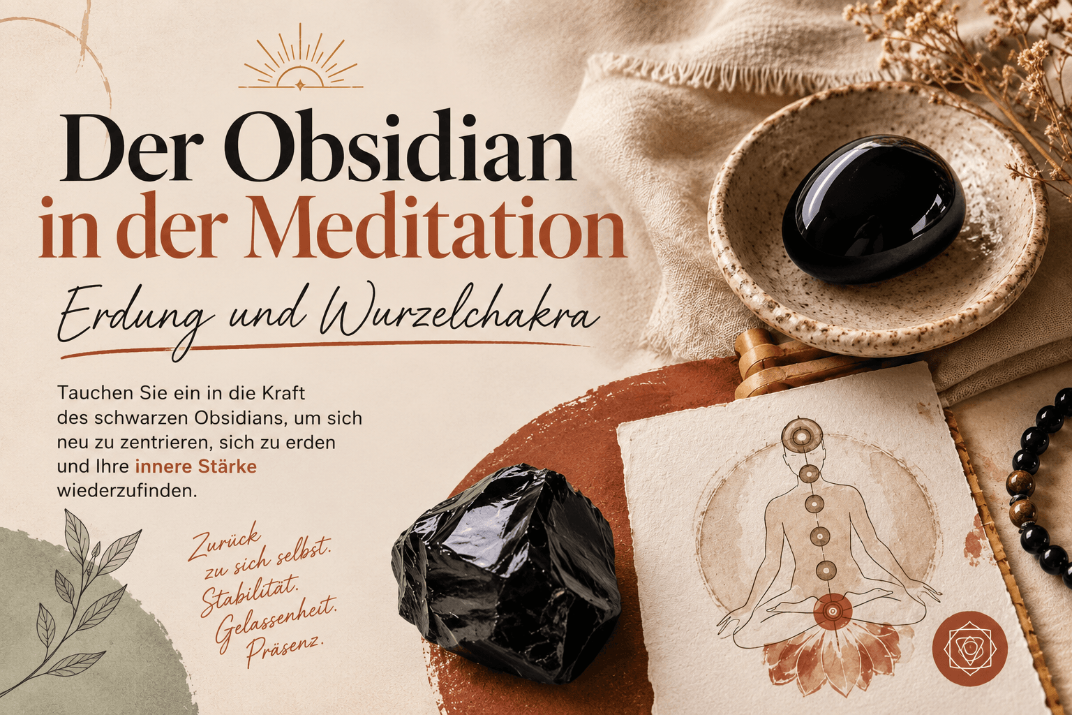 Obsidian in der Meditation und das Wurzelchakra Mit schwarzem Obsidian meditieren, um sich zu erden und das Wurzelchakra zu beruhigen