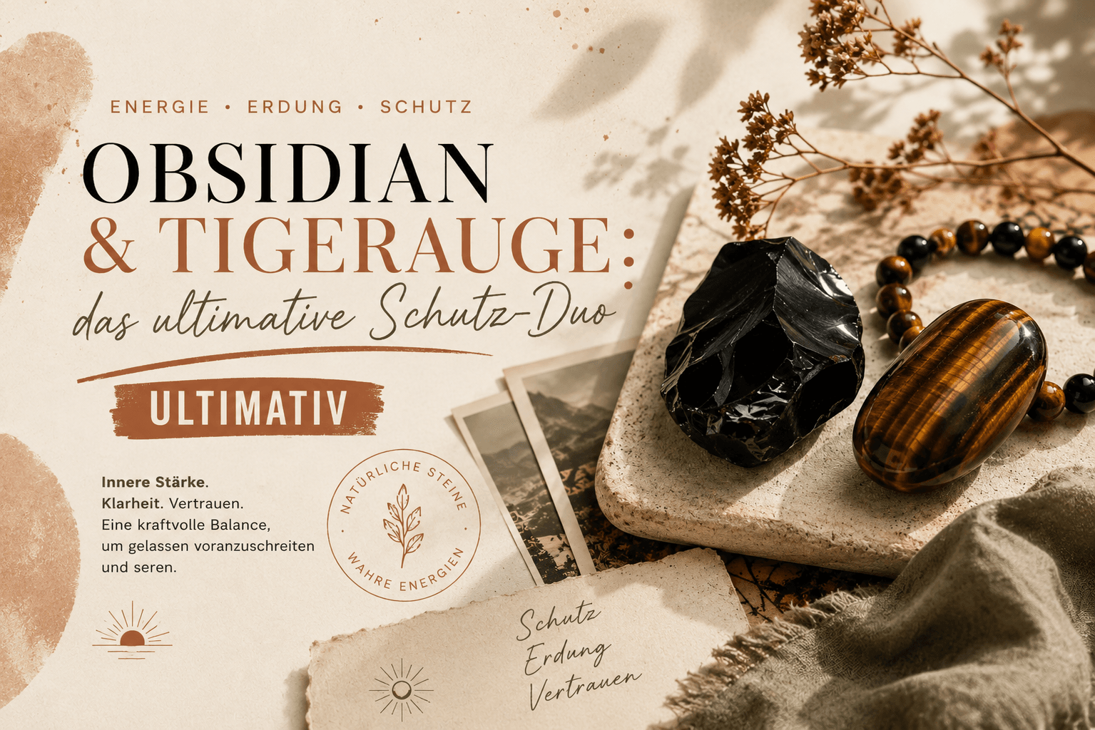 Obsidian und Tigerauge: das ultimative Schutz-Duo Obsidian und Tigerauge: das Schutz-Duo in einem Armband vereint