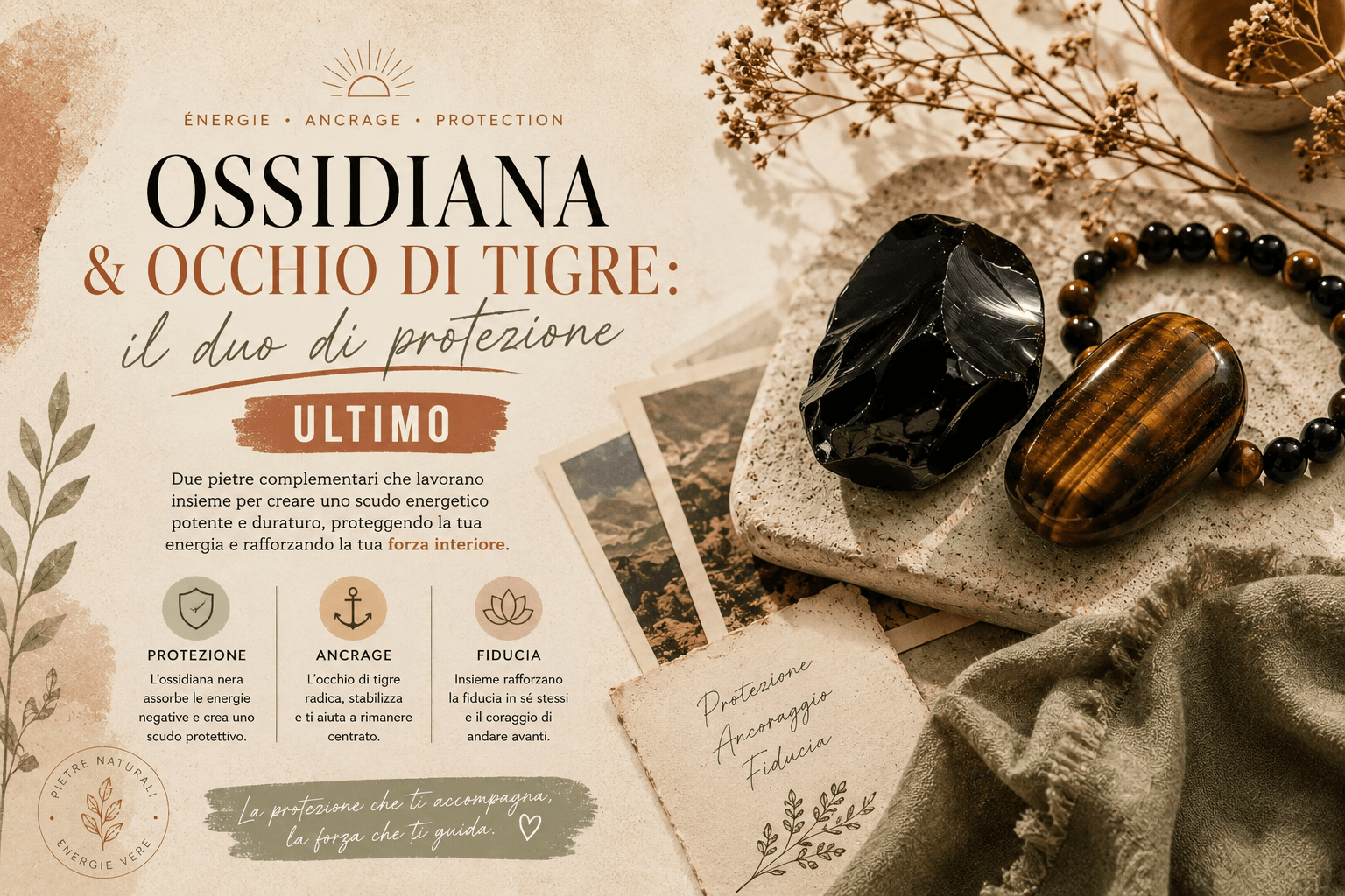 Ossidiana e occhio di tigre: il duo di protezione riunito in un bracciale