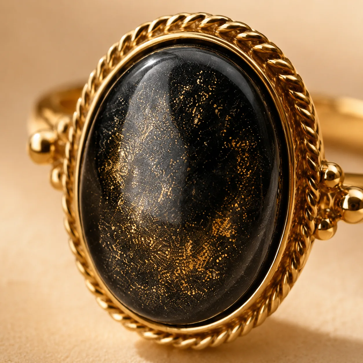 Gold-Obsidian-Ring für Damen Gold-Obsidian-Ring für Damen