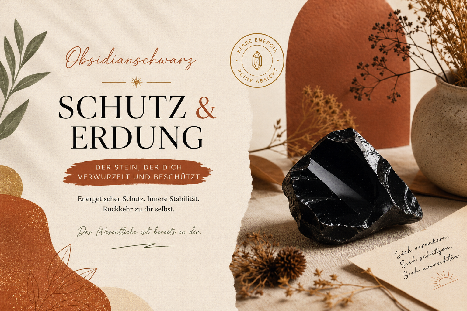 Schwarzer Obsidian: Stein für Schutz und Erdung Der schwarze Obsidian, bekannt als Schutzstein