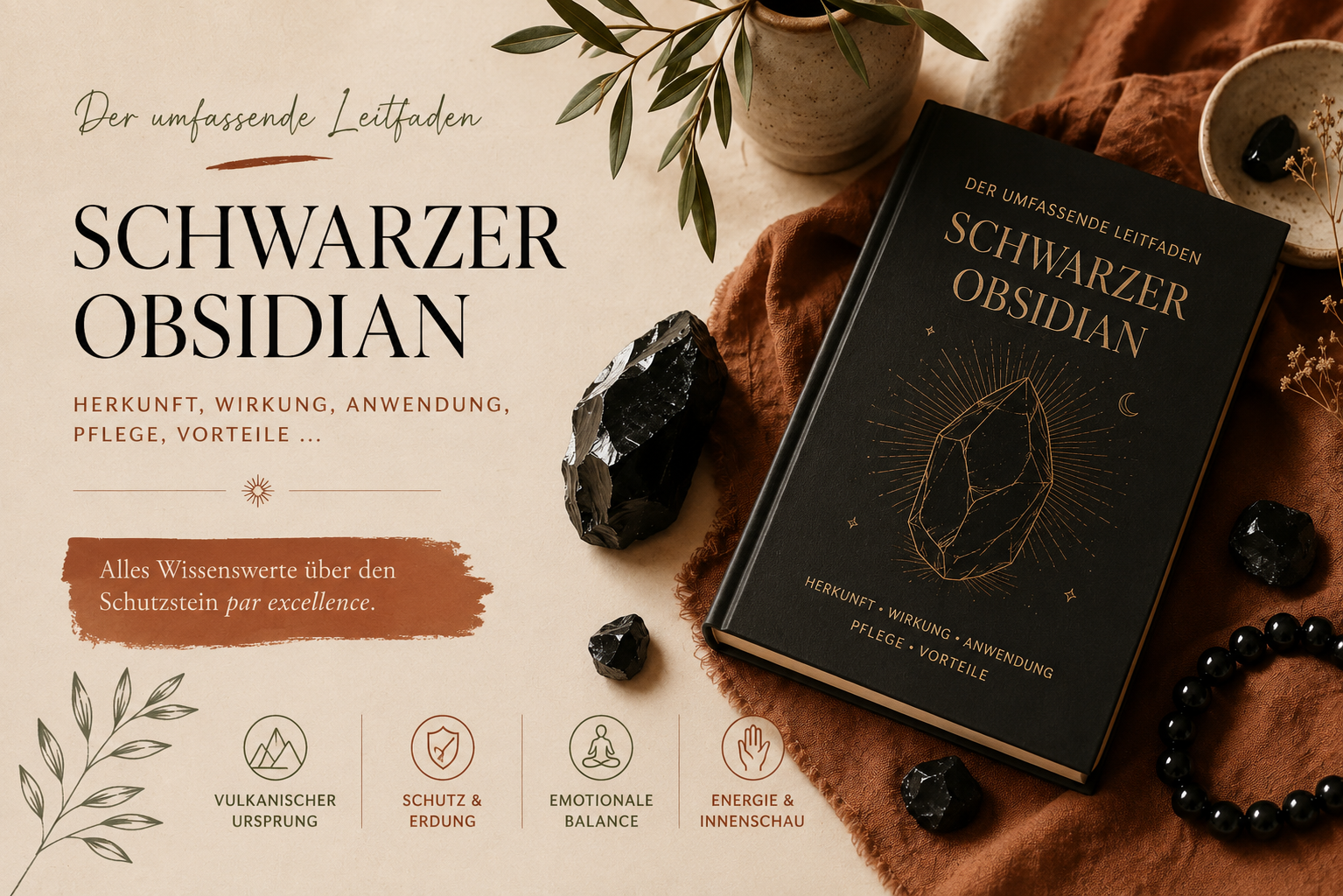 Obsidian-Stein: der ultimative Ratgeber Der Obsidian, ein Glas geboren aus dem Feuer der Vulkane