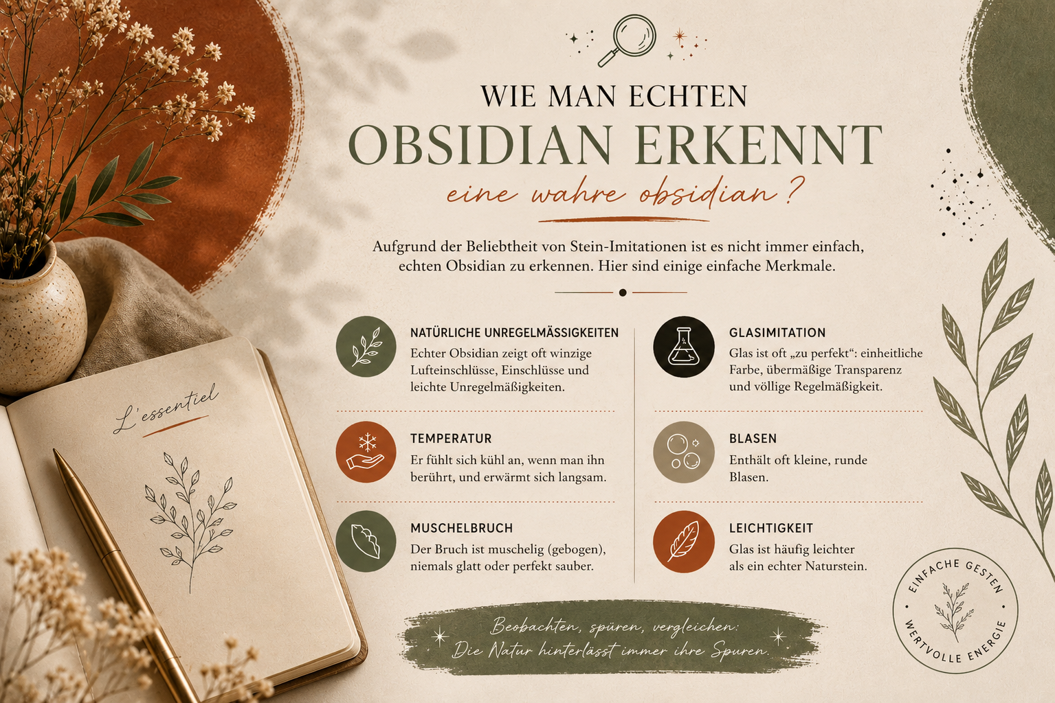 Obsidian-Stein: der ultimative Ratgeber Winzige Unregelmäßigkeiten verraten einen Naturstein