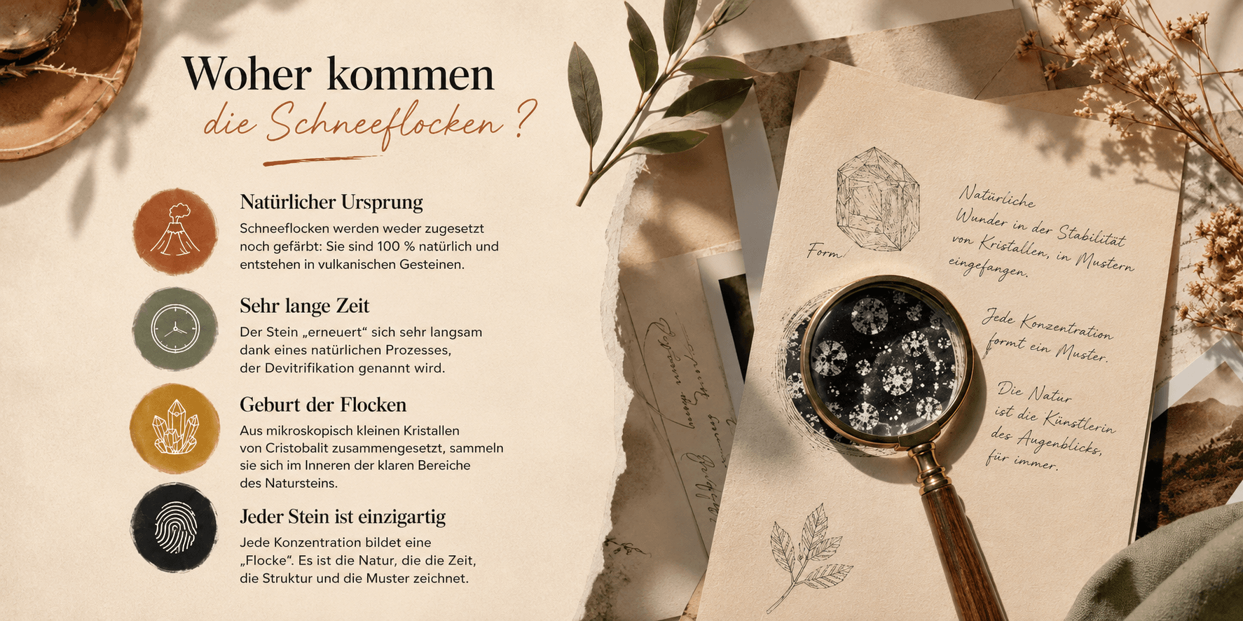 Nahaufnahme der Cristobalit-Flocken eines Schneeflocken-Obsidians