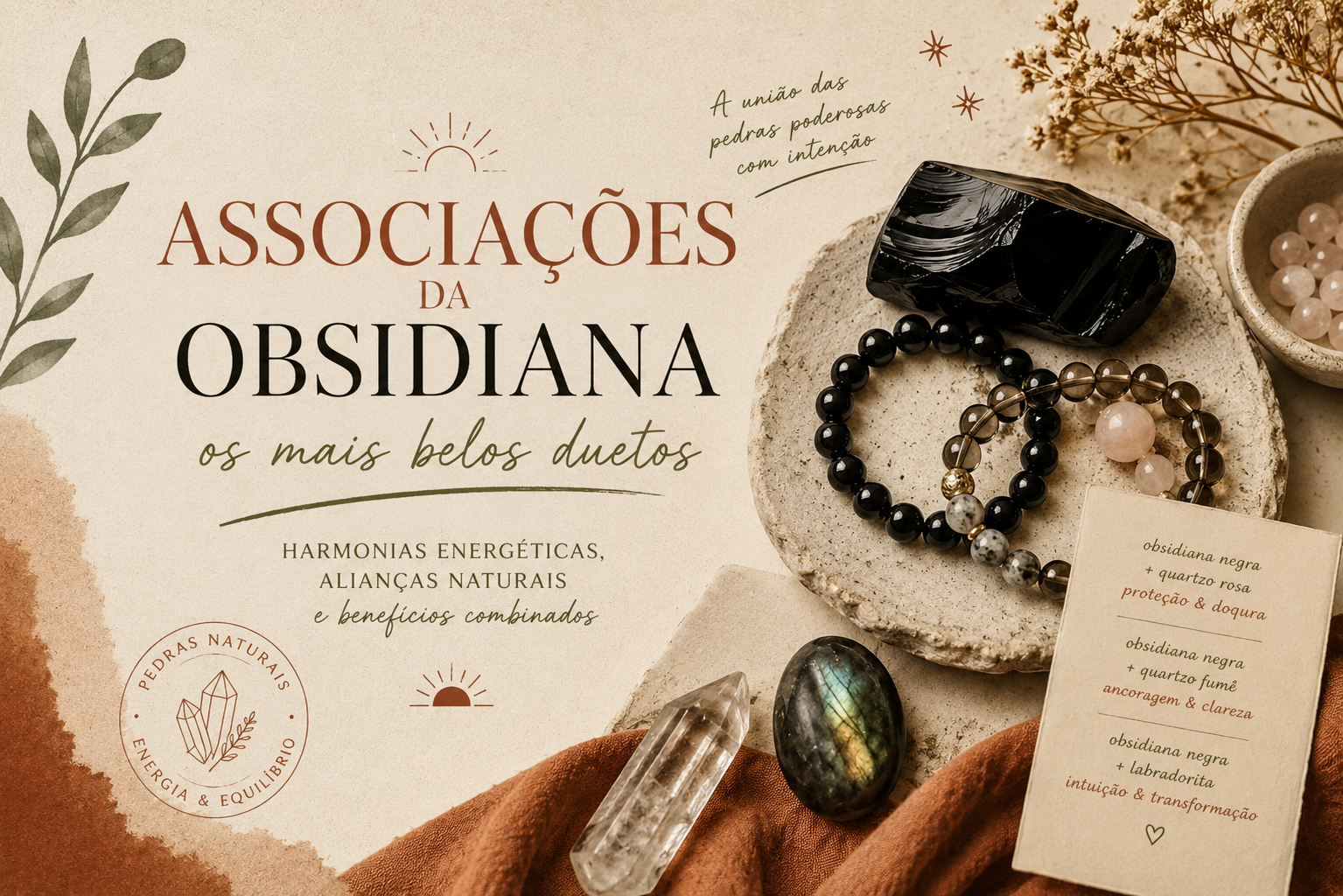 Combinações da obsidiana: as duplas mais bonitas Combinações da obsidiana com outras pedras naturais: duplas e trios na cristaloterapia