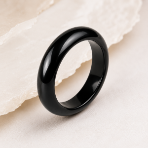 Bague Jonc obsidienne noire