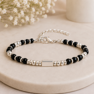 Bracelet Argent en Obsidienne