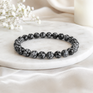 Bracelet Obsidienne Flocon de Neige