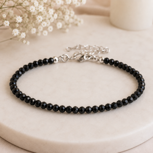 Bracelet Obsidienne Noire et Argent 925