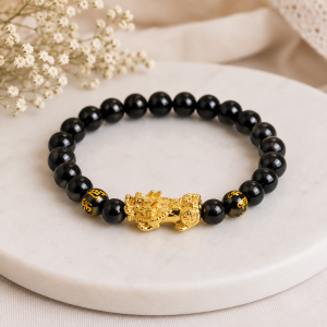 Bracelet Pixiu Obsidienne Noire Feng Shui