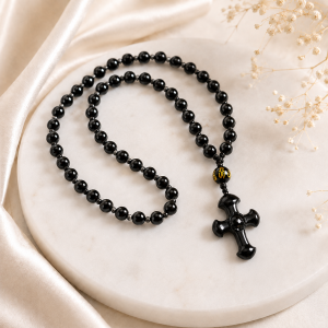 Collier Croix Obsidienne