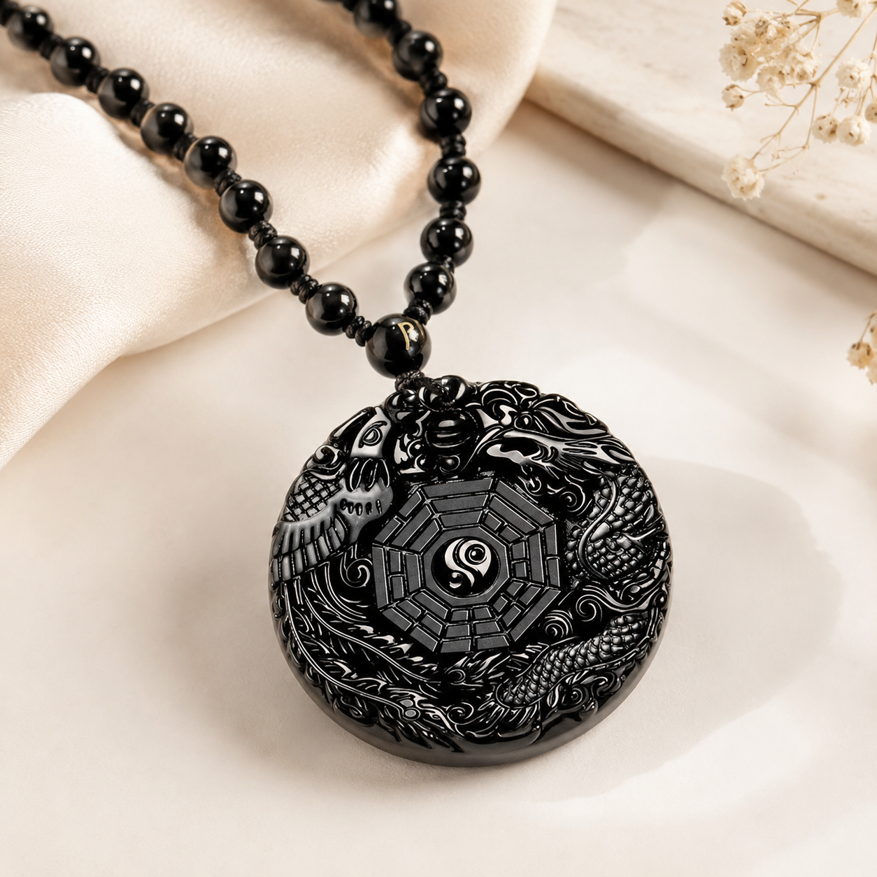 Naszyjnik Smok Obsydian Collier Dragon en Obsidienne Noire