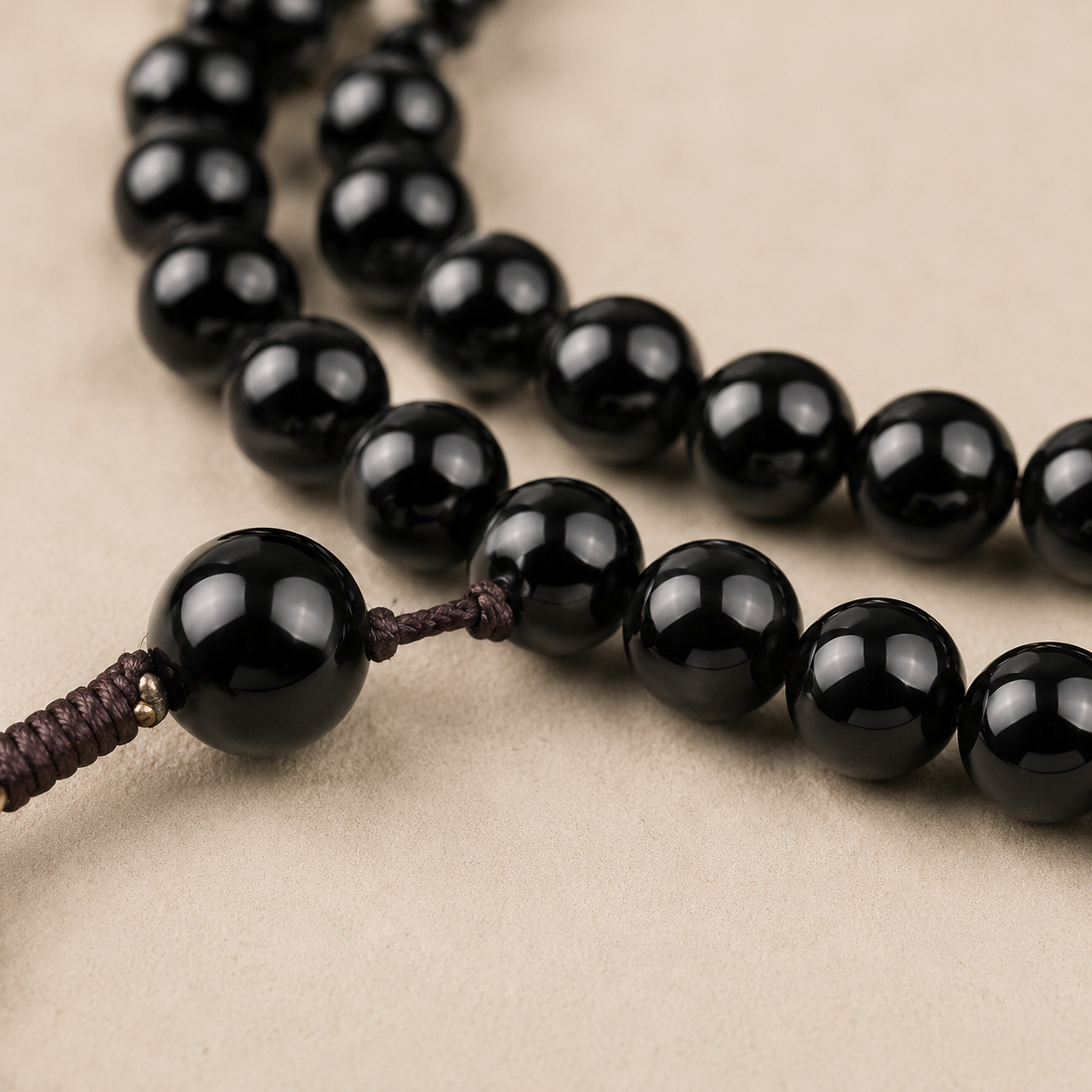Collier Mala 108 Perles en Obsidienne Noire Collier Mala 108 Perles Obsidienne Perles