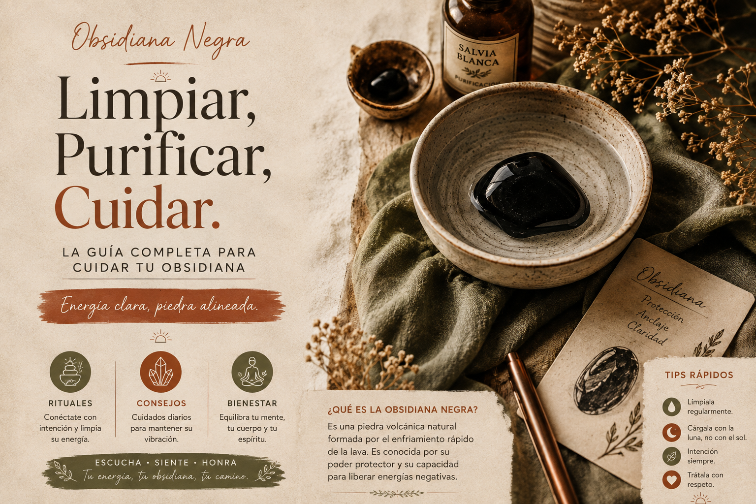 Joyas de obsidiana negra Purificación y energización de una piedra de obsidiana