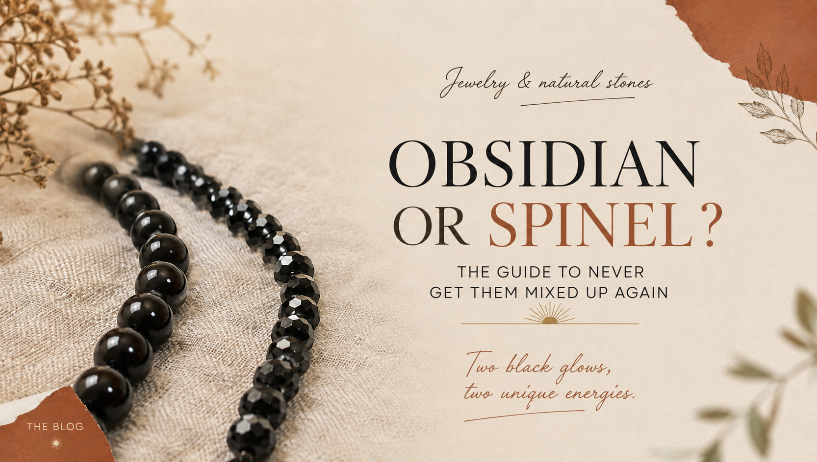 Black Spinel vs Obsidian: How to Tell Them Apart Black obsidian beads and black spinel beads side by side on pale linen