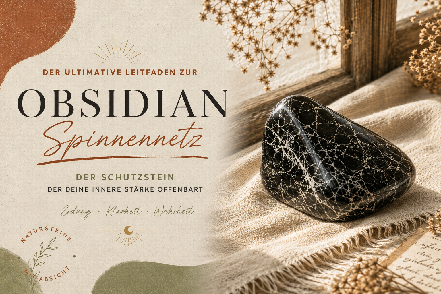 Spinnennetz-Obsidian mit einem Netz heller Adern