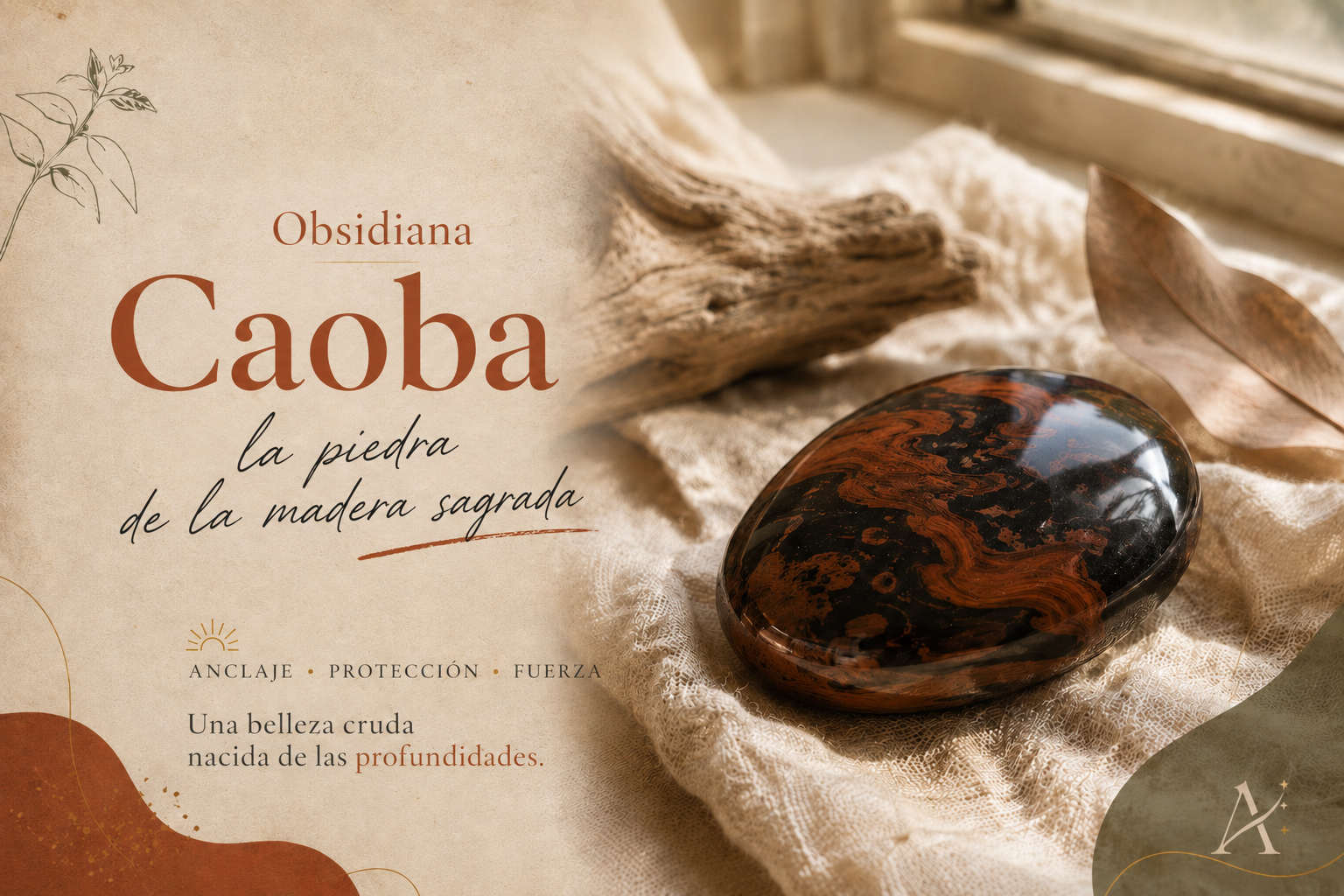 Obsidiana caoba pulida con vetas marrón-rojizas y negras