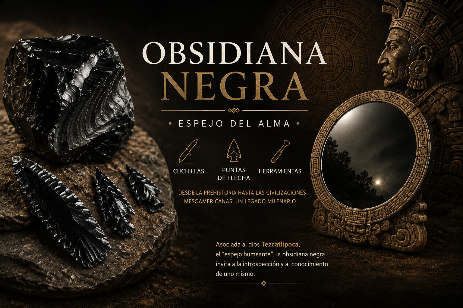 Pulida, la obsidiana se vuelve espejo