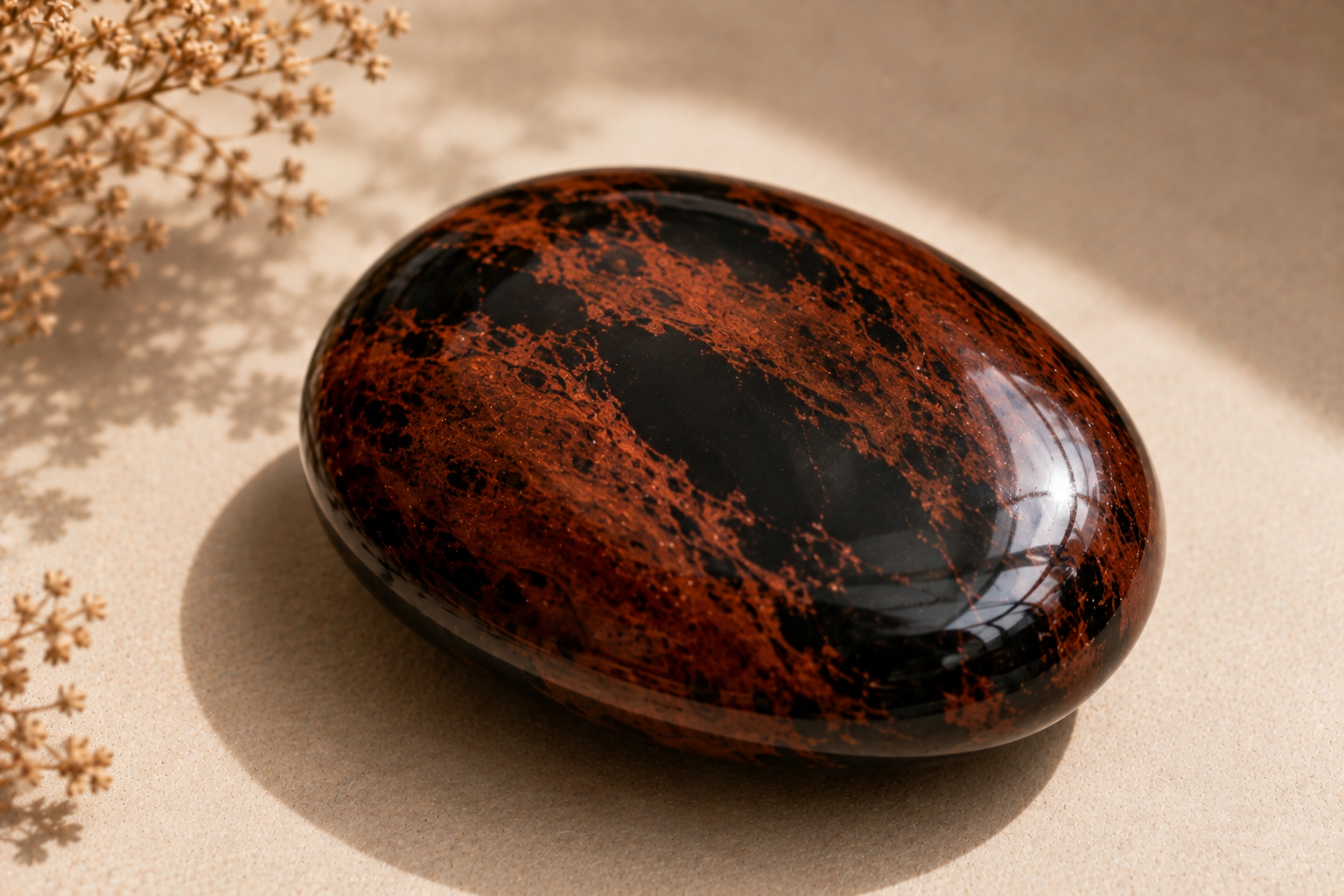 Obsidienne acajou aux veines brun-rouge et noires
