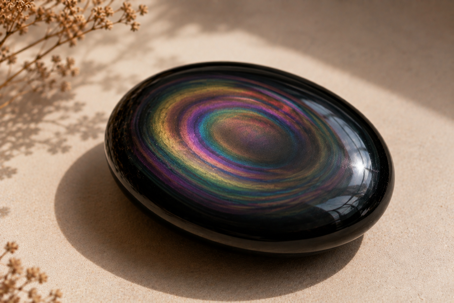 Obsidienne arc-en-ciel aux irisations multicolores