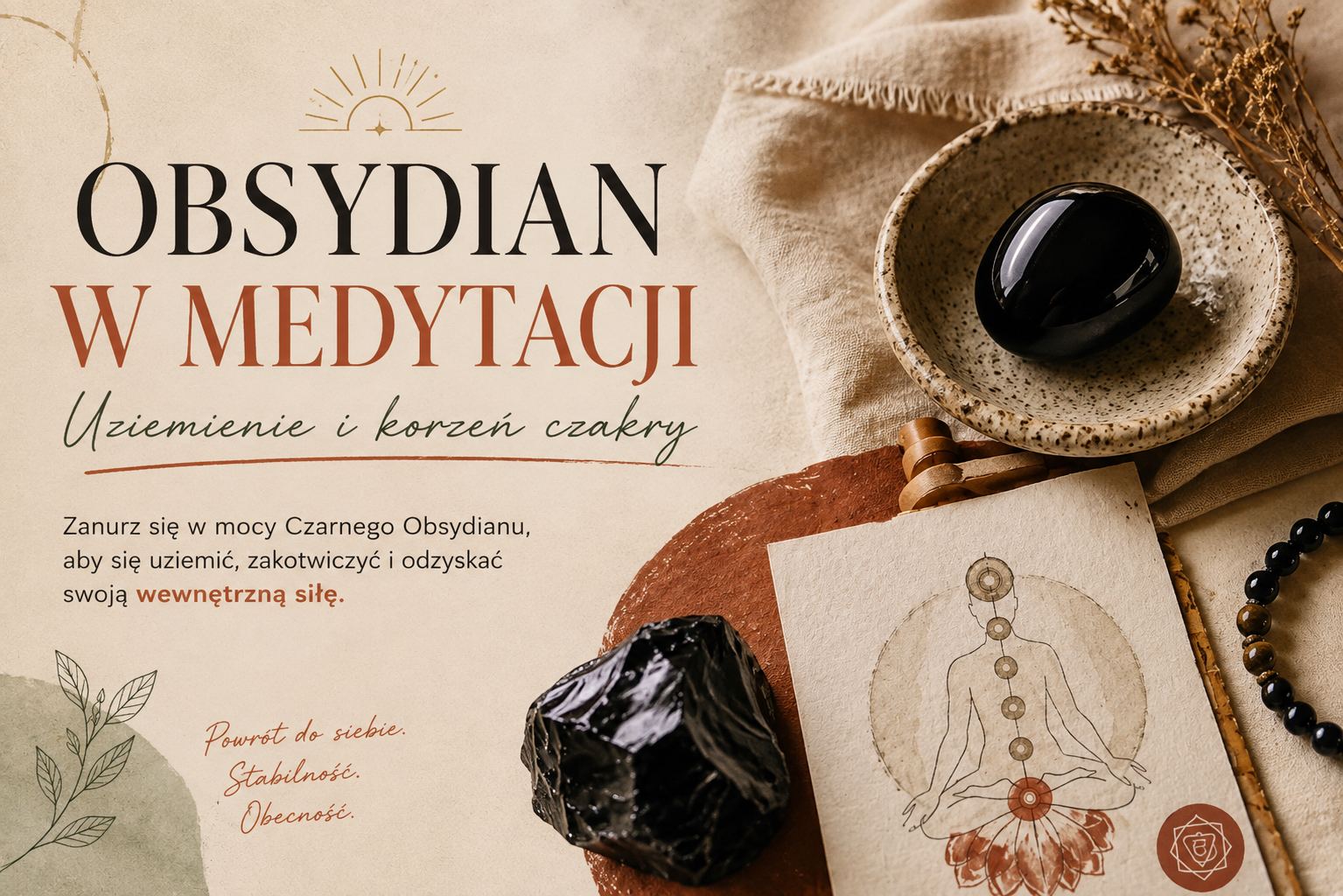 Medytacja z czarnym obsydianem, by się uziemić i wyciszyć czakrę podstawy
