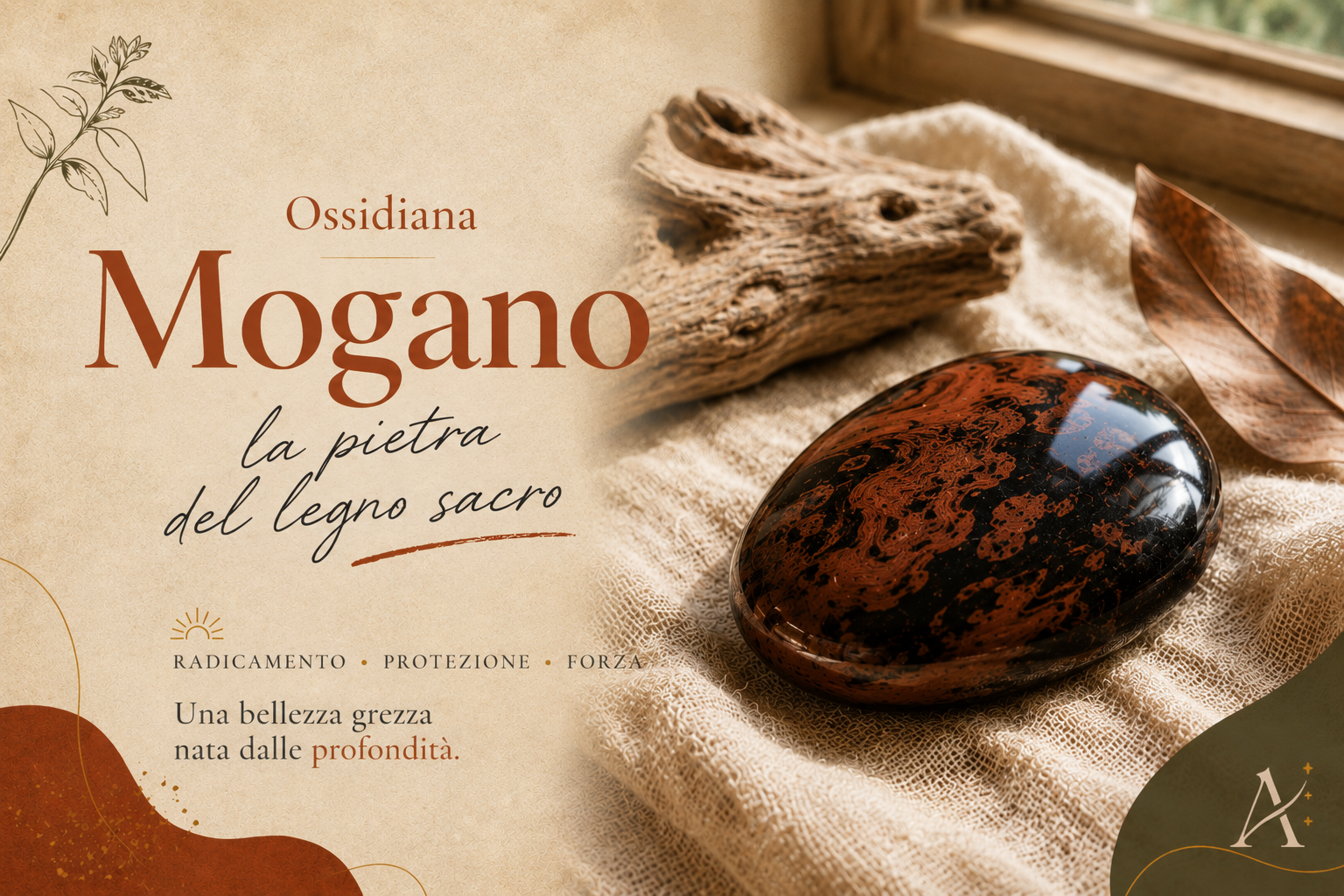 Ossidiana mogano lucidata dalle venature bruno-rosse e nere