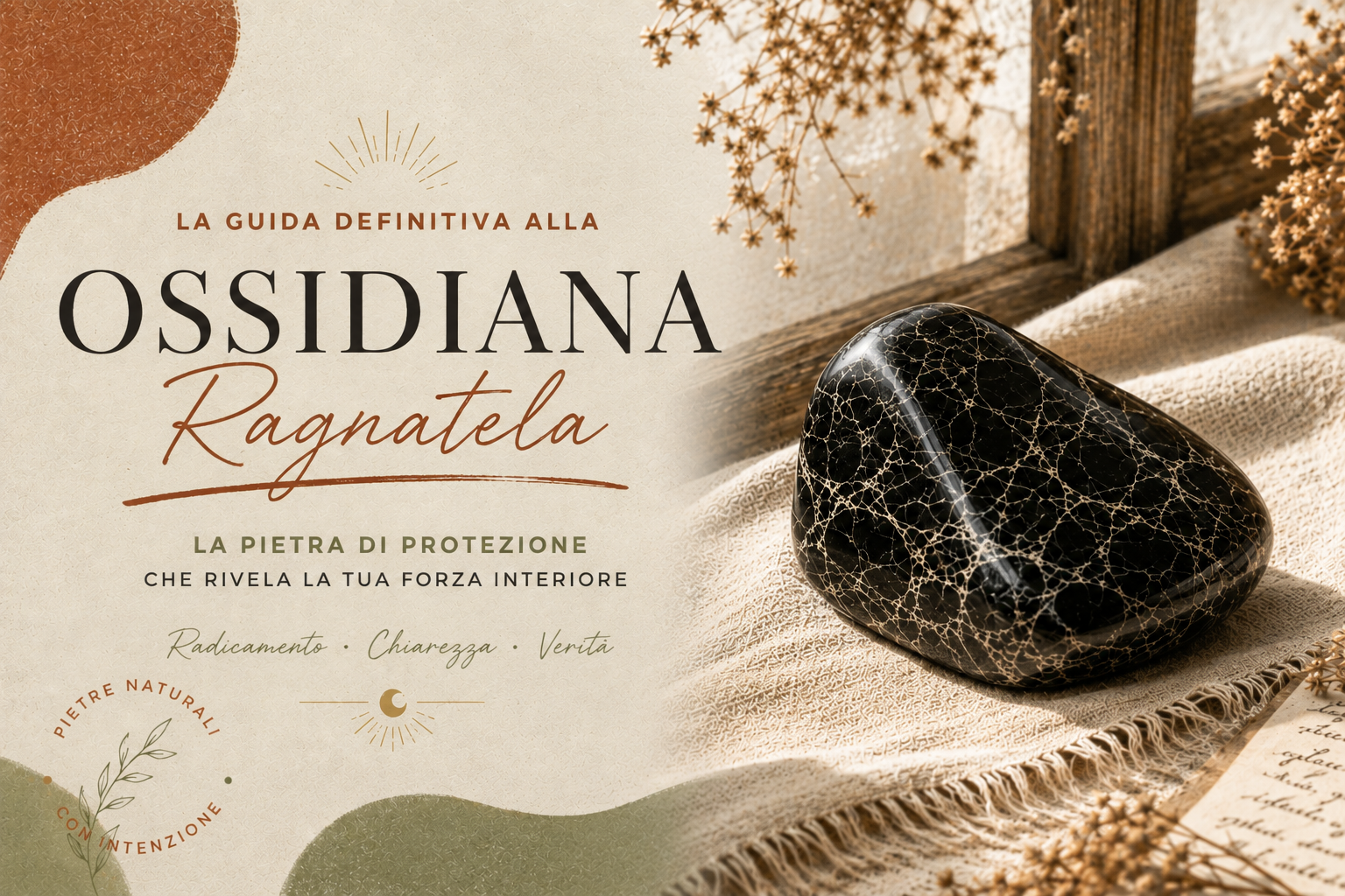 Ossidiana ragnatela percorsa da una rete di venature chiare